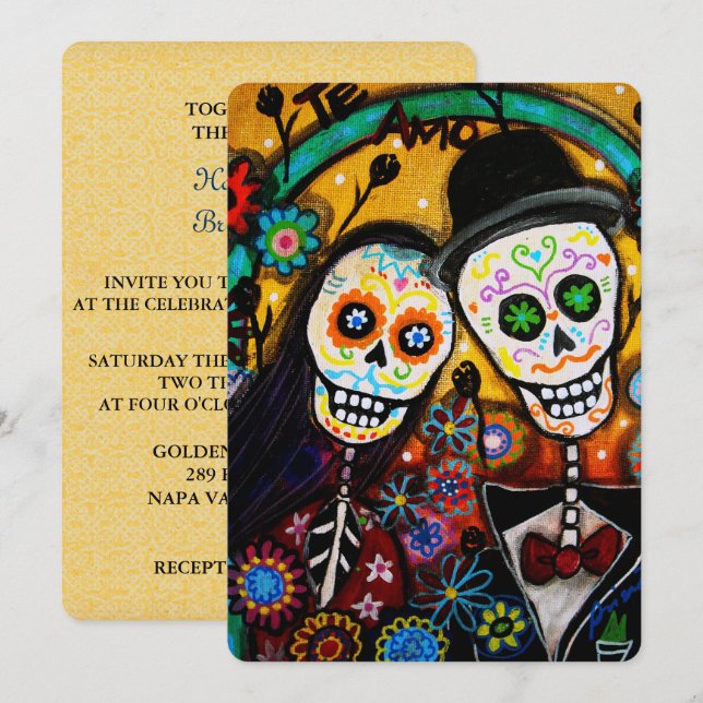 DIA DE LOS MUERTOS BRÖLLOP INBJUDNINGAR (Fram/baksida)