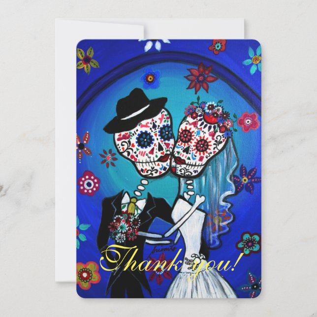 DIA DE LOS MUERTOS BRÖLLOP TACKAR DIG CARD TACK KORT (Framsida)
