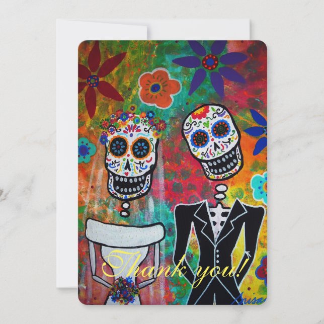 DIA DE LOS MUERTOS BRÖLLOP TACKAR DIG CARD TACK KORT (Framsida)