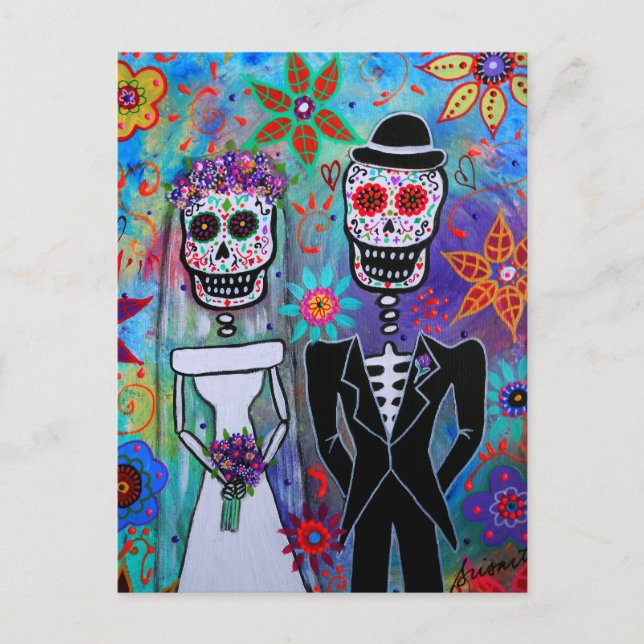 DIA DE LOS MUERTOS BRÖLLOP VYKORT (Framsida)