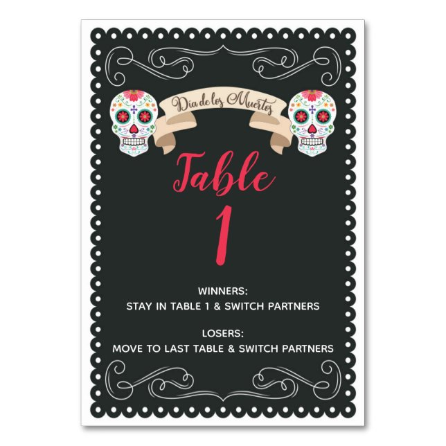 Dia De Los Muertos Bunco Game Bord Card Bordsnummer (Framsidan)