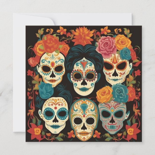 "Dia de los Muertos", Calavera Artistry Hub Inbjudningar (Framsida)