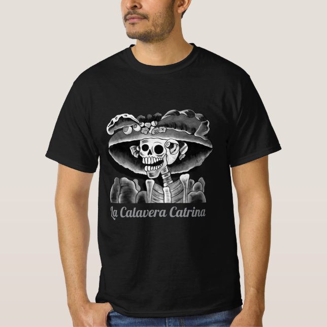 Dia de los Muertos Calavera Catrina T Shirt (Framsida)