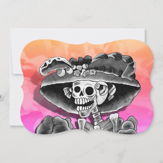 Dia de los Muertos Calavera   Inbjudningar (Framsida)