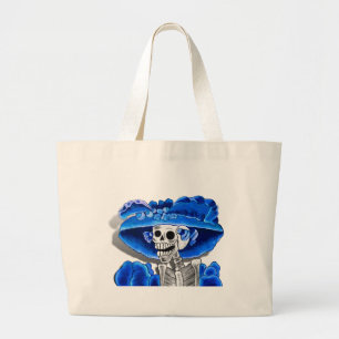 Dia De Los Muertos Calavera Sugar Skull i Blue Jumbo Tygkasse