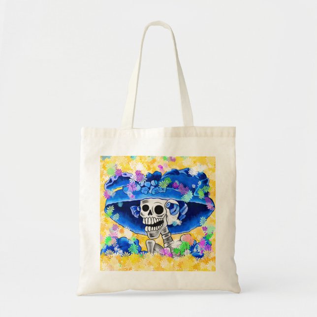 Dia De Los Muertos Calavera Sugar Skull i Blue Tygkasse (Framsidan)