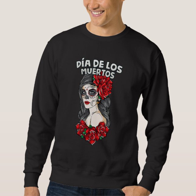 Dia De Los Muertos Camiseta Day Of The Dead Queen  Lång Ärmad Tröja (Framsida)