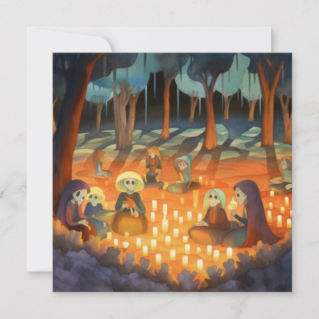Dia de los Muertos "Candlelit Resting Ställe" Inbjudningar (Framsida)