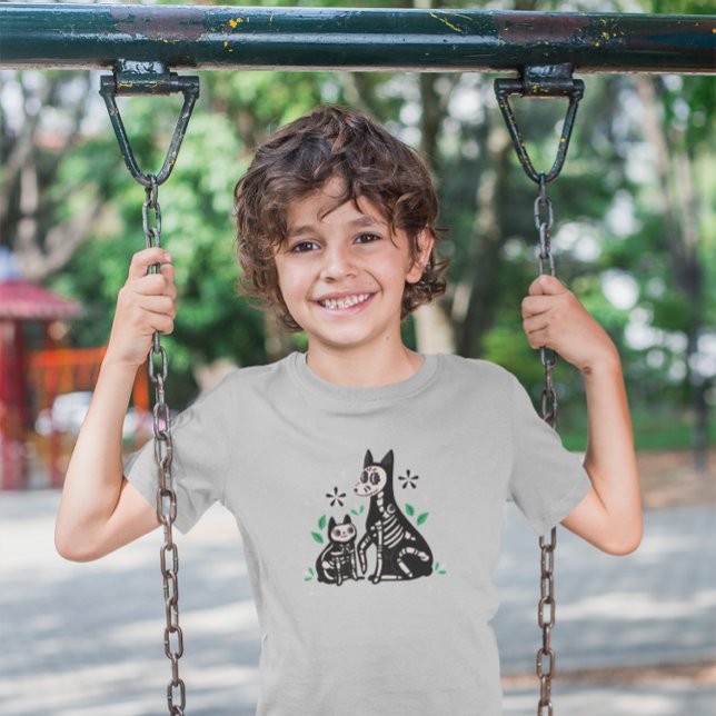 Día de los Muertos Cat & Hund Skeleton T Shirt (Skapare uppladdad)