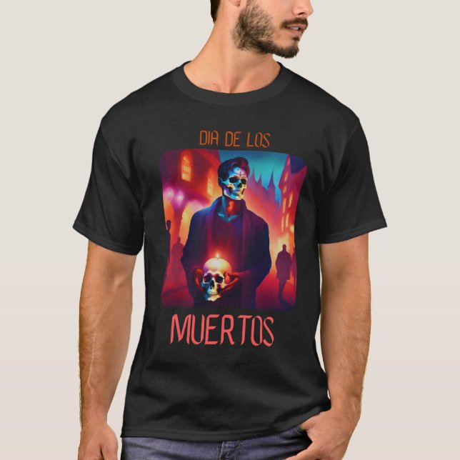 Dia de los Muertos Catrin con Calavera T Shirt (Framsida)