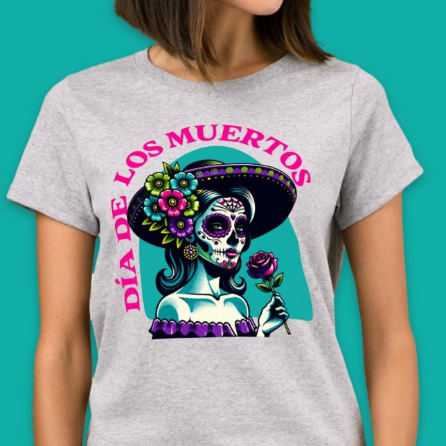 Día de los Muertos Catrina Pop Art Shirt T (Día de los Muertos Catrina Pop Art Shirt)
