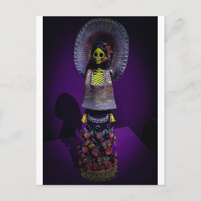 Día de los Muertos Catrina Skelettfigur Konst Vykort (Framsida)