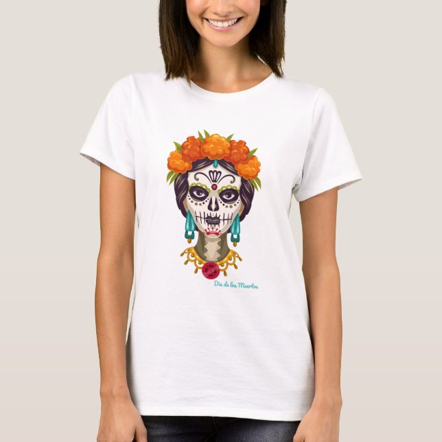 Dia de Los Muertos Catrina T Shirt (Framsida)