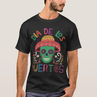 Dia de Los Muertos Colorful Skull med SombT-Shirt T Shirt