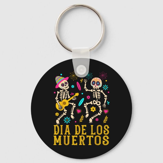 Dia De Los Muertos Costume Day of the dead Skeleto Nyckelring (Framsida)