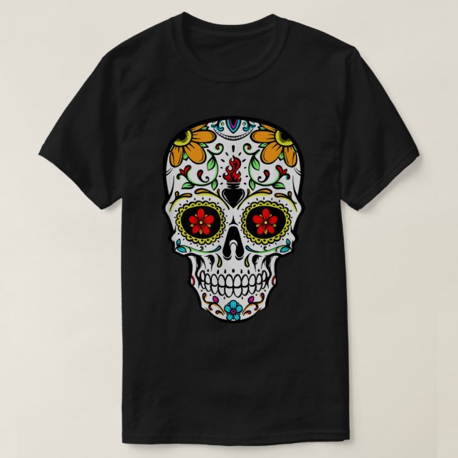 Dia de Los Muertos Costume Sugar Skull Shirt Manar T Shirt (Design framsida)