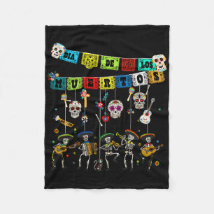Dia De Los Muertos Dag Av De Döda Roligt Skalle Da Fleecefilt