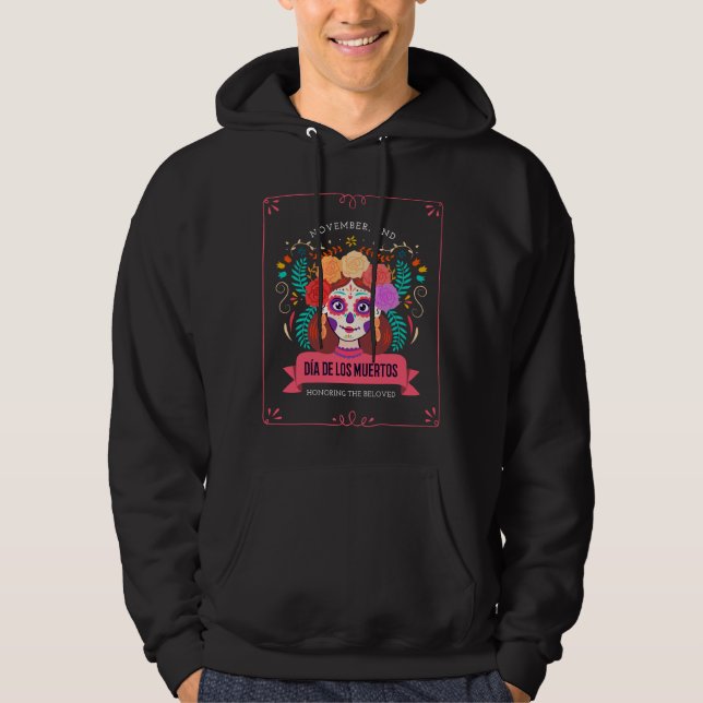 Dia de los muertos dag för de döda hoodie (Framsida)