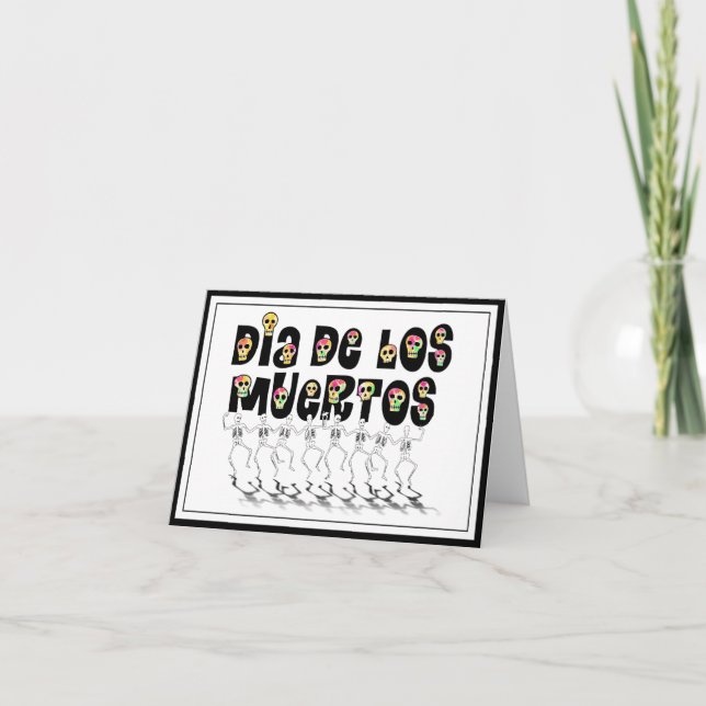 Dia De Los Muertos - Dancing Skeletons Kort (Framsida)