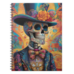 Dia de los Muertos Dapper Skeleton Anteckningsbok