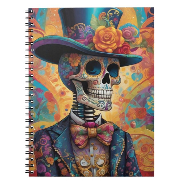 Dia de los Muertos Dapper Skeleton Anteckningsbok (Framsidan)