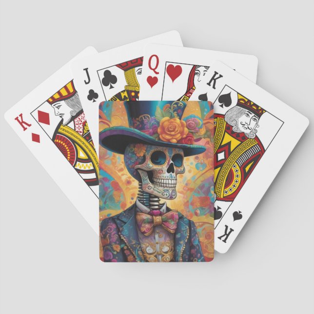 Dia de los Muertos Dapper Skeleton Casinokort (Baksidan)