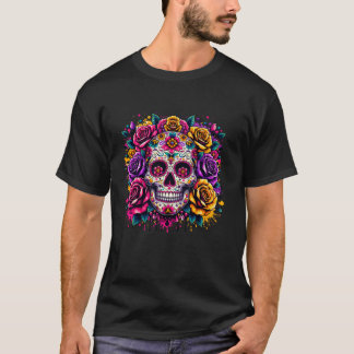 Dia De Los Muertos Day Blommigt Sugar Skull Hallow T Shirt