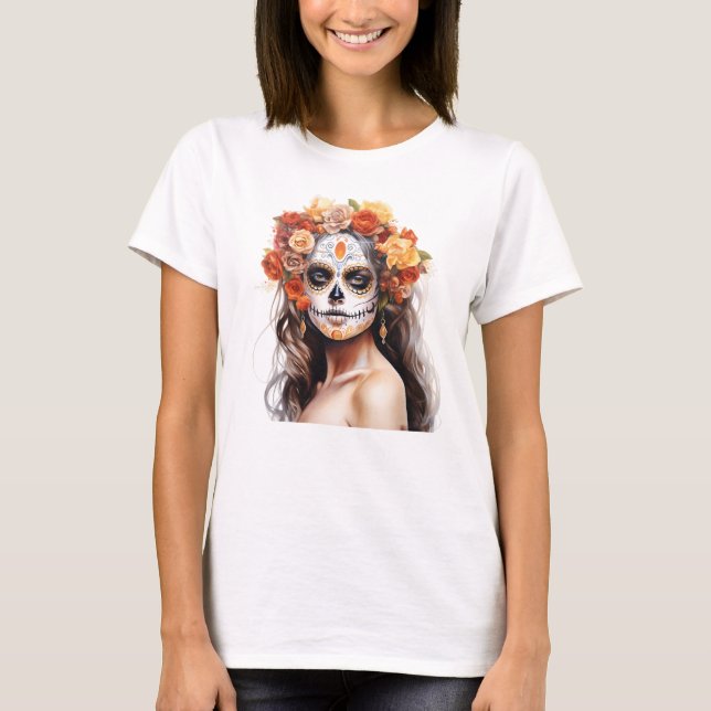 Dia De Los Muertos Day of the dead Catrina T Shirt (Framsida)