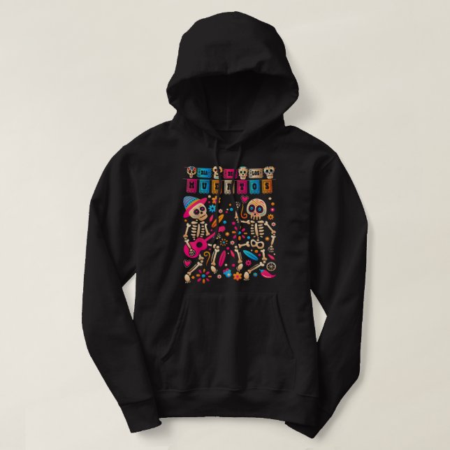 Dia De los Muertos Day of the Dead Mexican Skeleto Hoodie (Design framsida)