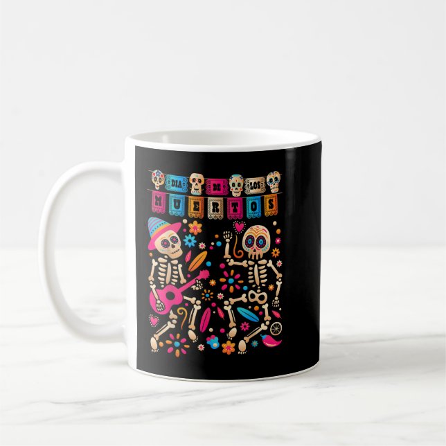 Dia De los Muertos Day of the dead Mexican Skeleto Kaffemugg (Vänster)
