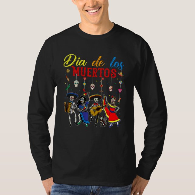 Dia De Los Muertos Day of the dead Mexican Skeleto T Shirt (Framsida)