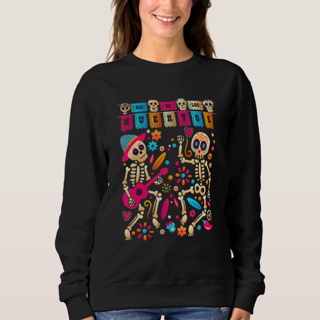 Dia De Los Muertos Day of the dead Mexican Skeleto T Shirt (Framsida)