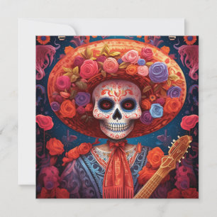 Dia de los Muertos (Day of the dead) Orange Blommi Inbjudningar