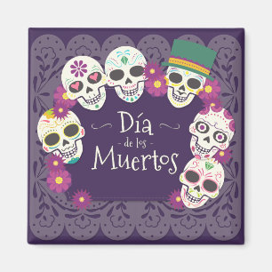 Dia de los Muertos Day of the dead skallmasker Magnet