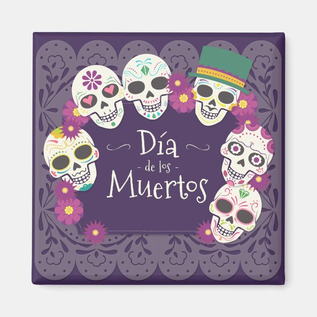Dia de los Muertos Day of the dead skallmasker Magnet (Framsidan)