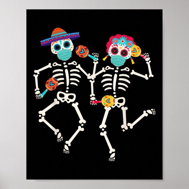 Dia De Los Muertos Day of the dead Skull Dancing Poster (Framsidan)