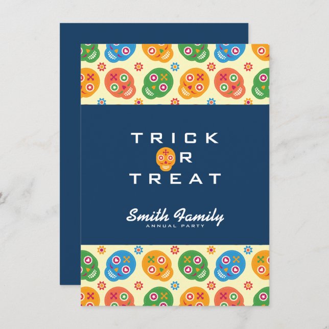 Dia De Los Muertos. Day of the dead. SockerDöskall Inbjudningar (Fram/baksida)