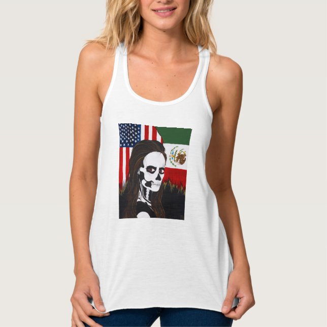 Dia de los muertos, day of the dead, tanktop linne med racerback  (Framsida)