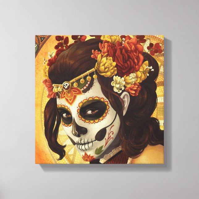 Dia De Los Muertos Dekorativ kudde Canvastryck (Framsida)