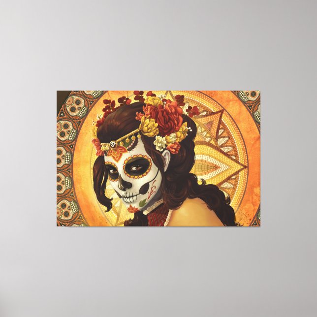 Dia De Los Muertos Dekorativ kudde Canvastryck (Framsida)