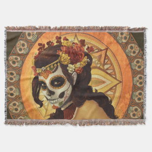 Dia De Los Muertos Dekorativ kudde Filt