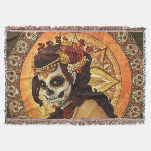 Dia De Los Muertos Dekorativ kudde Filt (Framsidan)