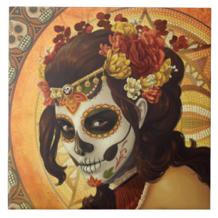 Dia De Los Muertos Dekorativ kudde Kakelplatta