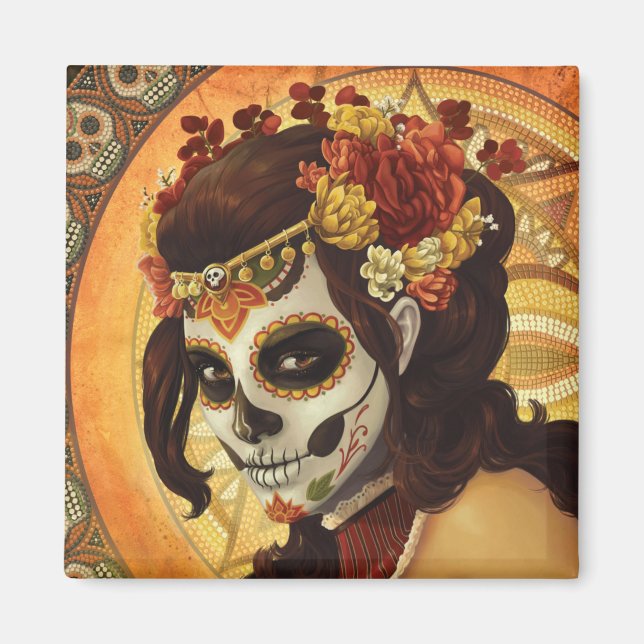Dia De Los Muertos Dekorativ kudde Magnet (Framsidan)