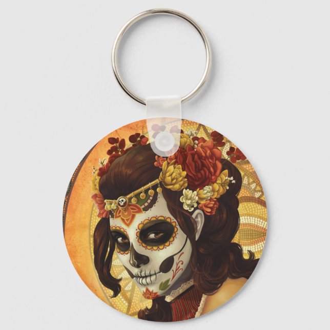 Dia De Los Muertos Dekorativ kudde Nyckelring (Framsida)