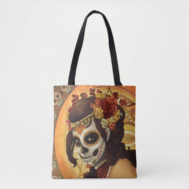Dia De Los Muertos Dekorativ kudde Tygkasse (Framsida)