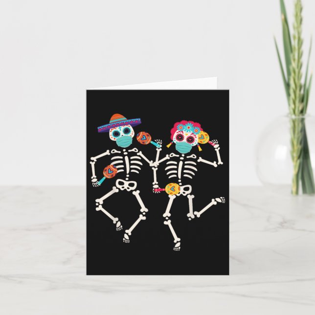 Dia De Los Muertos Döda Dag Dödskalle Dansar  Kort (Framsida)