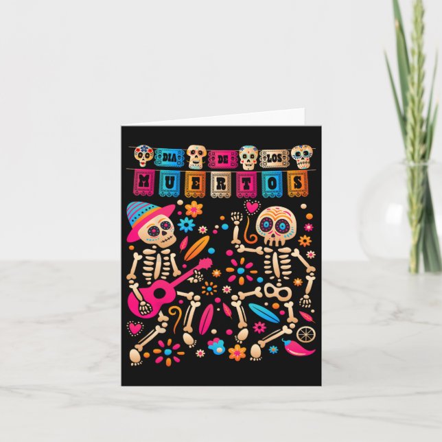Dia De Los Muertos Dödsdag Mexikansk Skelett Kort (Framsida)
