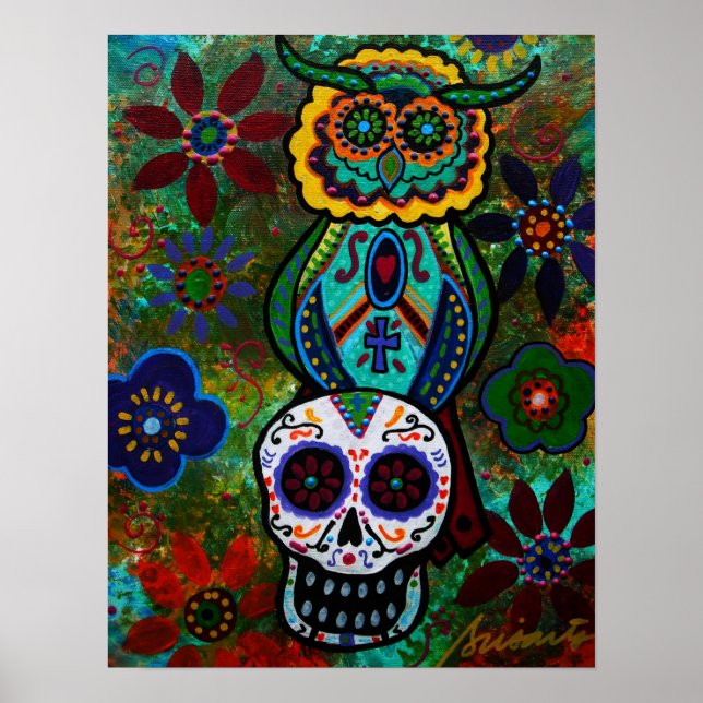 dia de los muertos döskallar uggla poster (Framsidan)