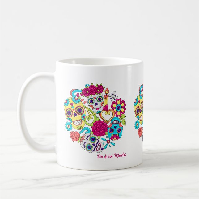 Dia de Los Muertos Döskallars Kaffemugg (Vänster)
